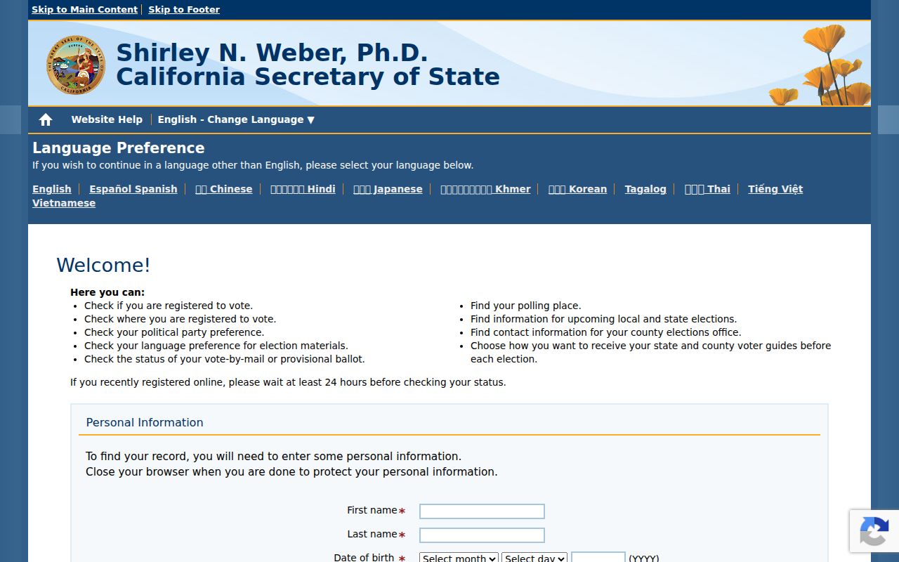 Thousand Oaks residents directory California voter status lookup