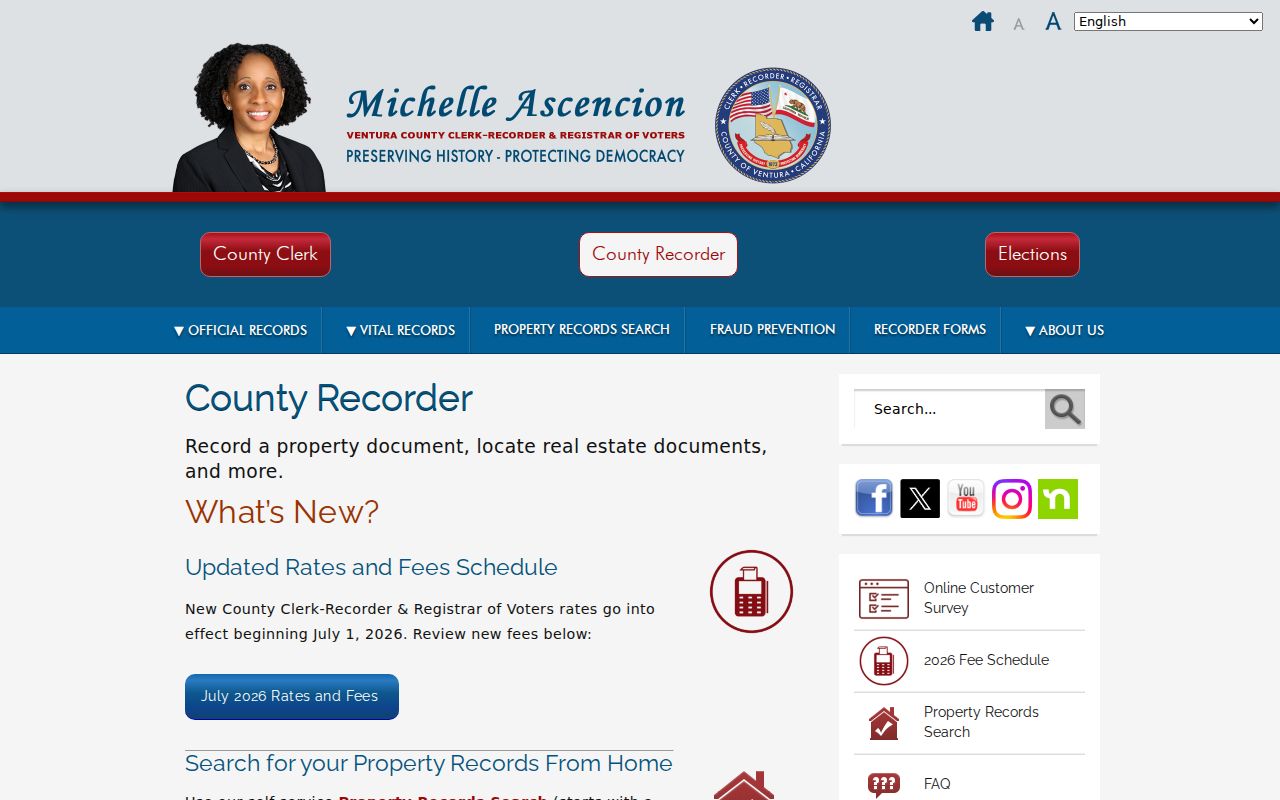 Thousand Oaks previous residents Ventura County Recorder access