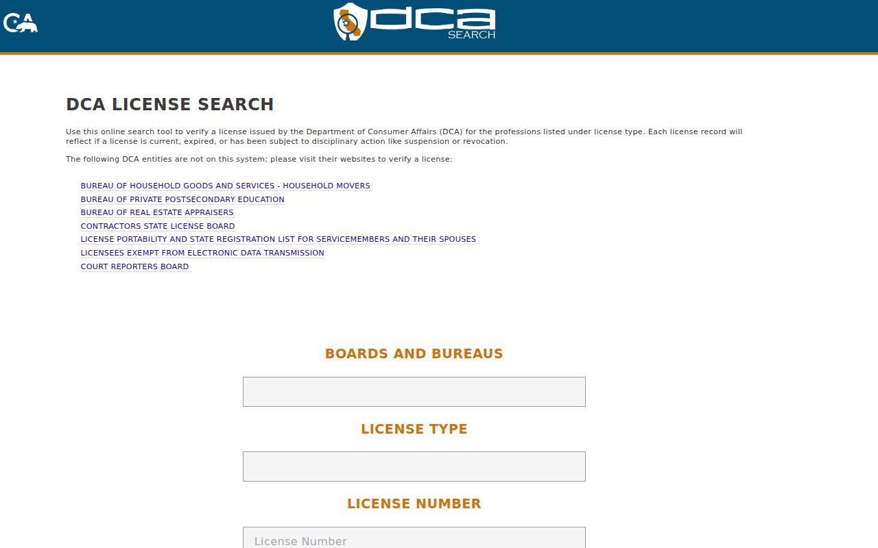 Thousand Oaks resident lookup California professional license search