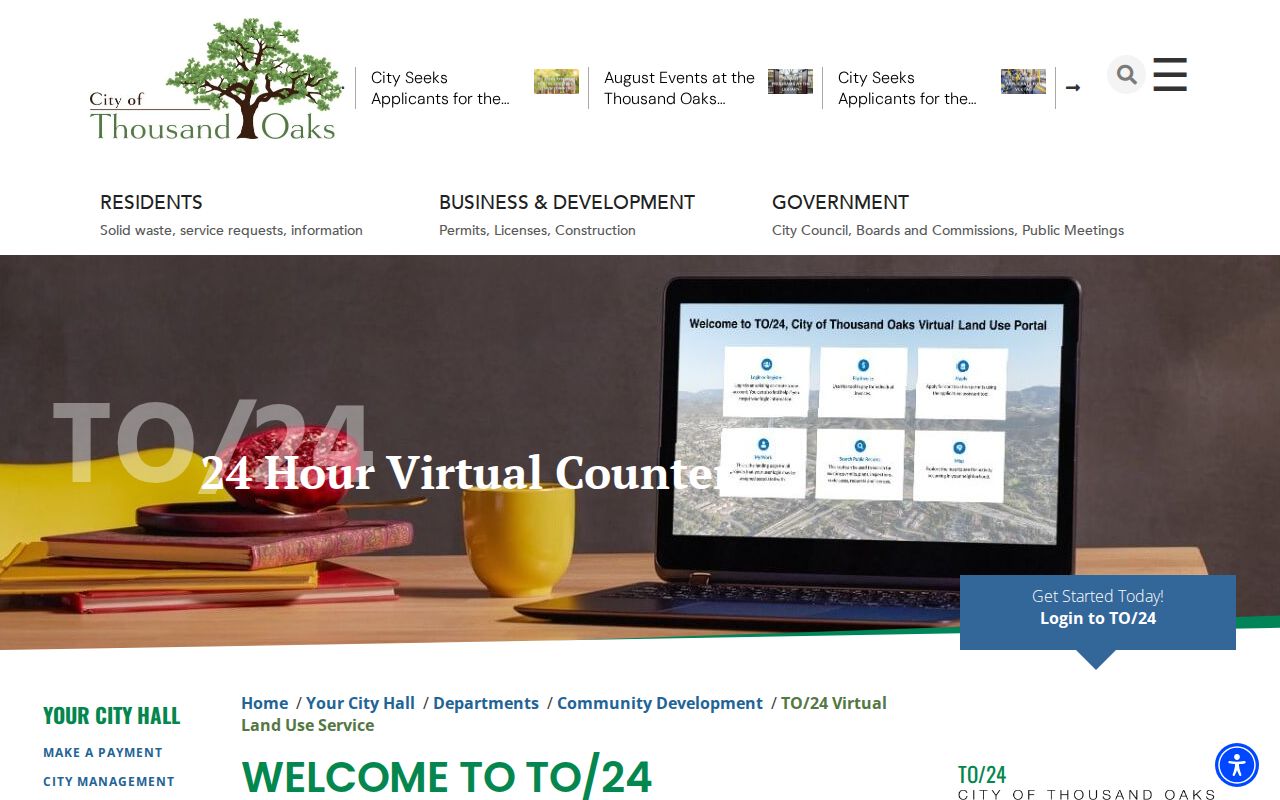 Thousand Oaks street directory TO/24 parcel and permit history portal